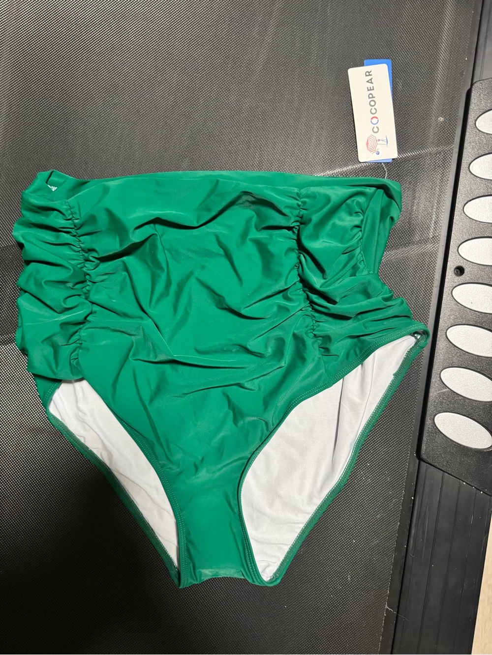 Ultra High-Waist Ruched Bikini Bottom in Emerald Green